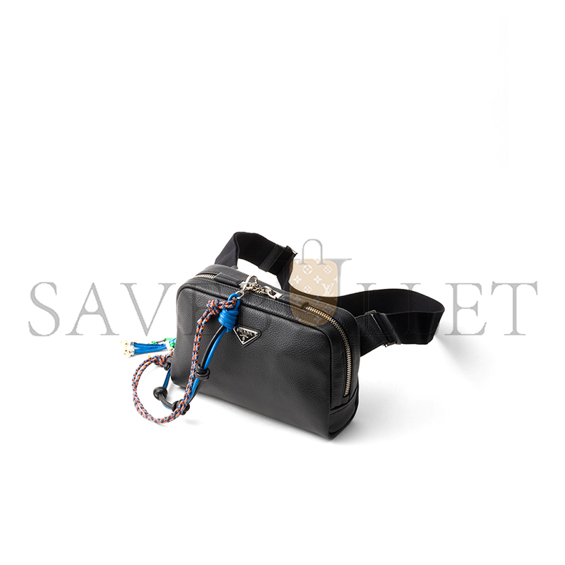 Pra*a leather shoulder bag with charm 2vh181 (24*16.5*7cm)